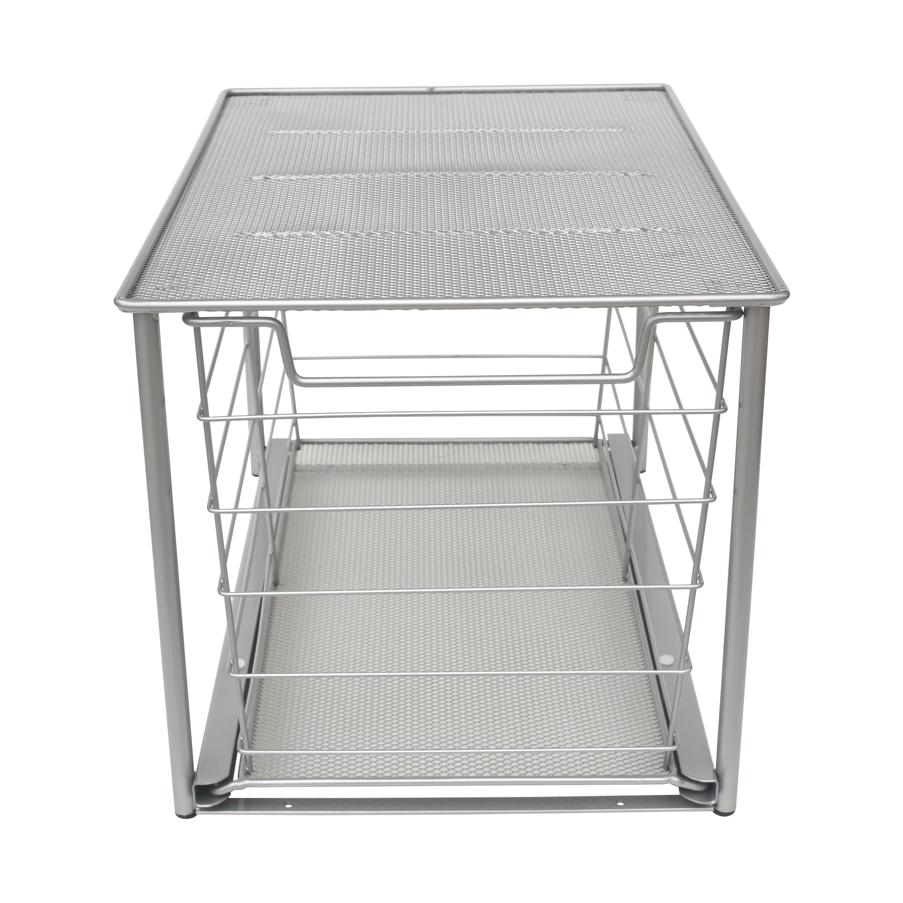 Mainstays Large Stackable Slide-Out Drawer Organizer, Satin Nickel, 15" x 10 " X 9.3"