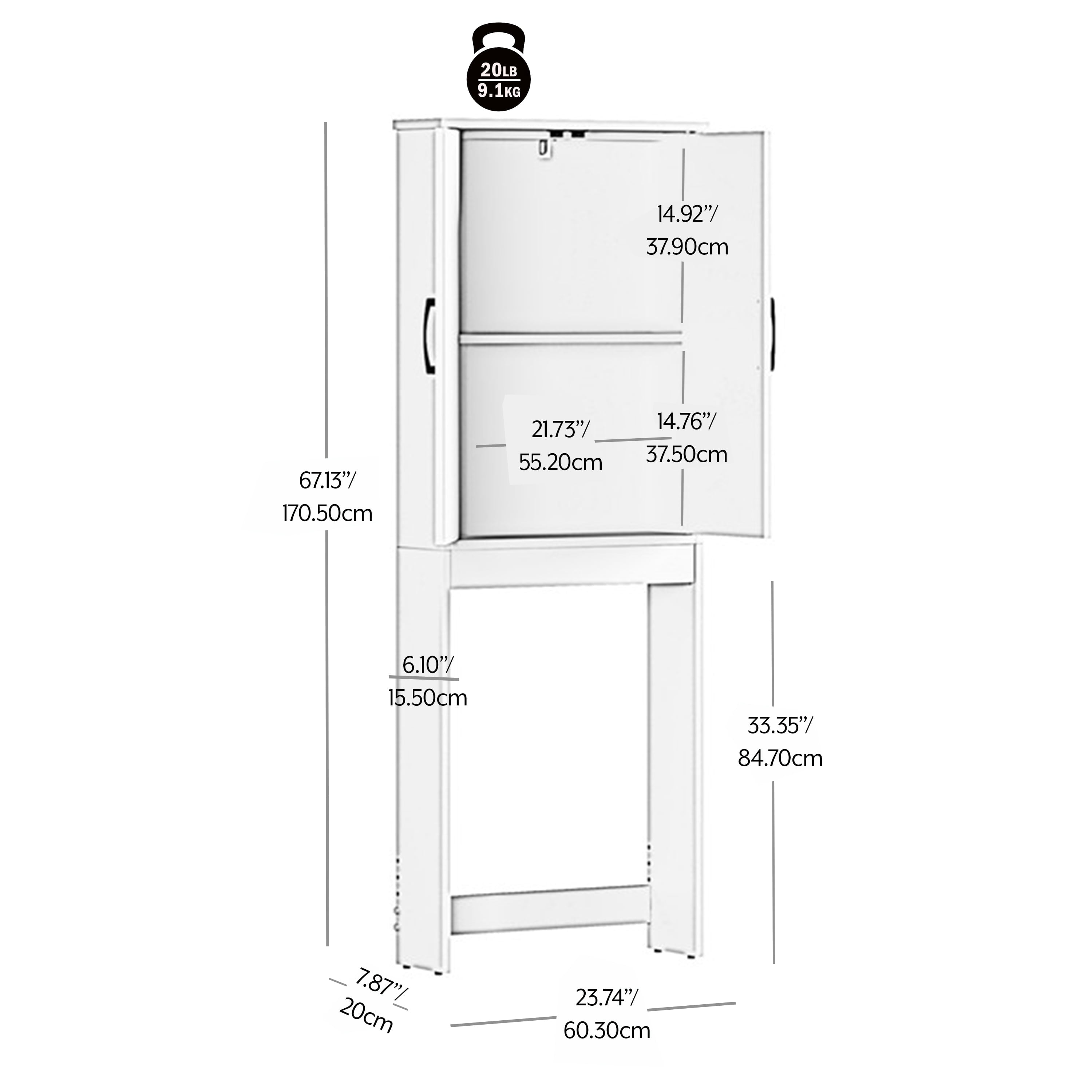 Mainstays Ardent Over-the-Toilet Bathroom Storage Cabinet, White