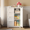 Asofer Bathroom Floor Storage Cabinet, Freestanding Cabinet with 4 Doors, Adjustable Shelves, White