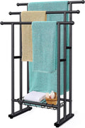 Kayfia 40" H Free Standing Towel Rack, 3 Tier Alloy Steel Towel Rack Stand with Basket
