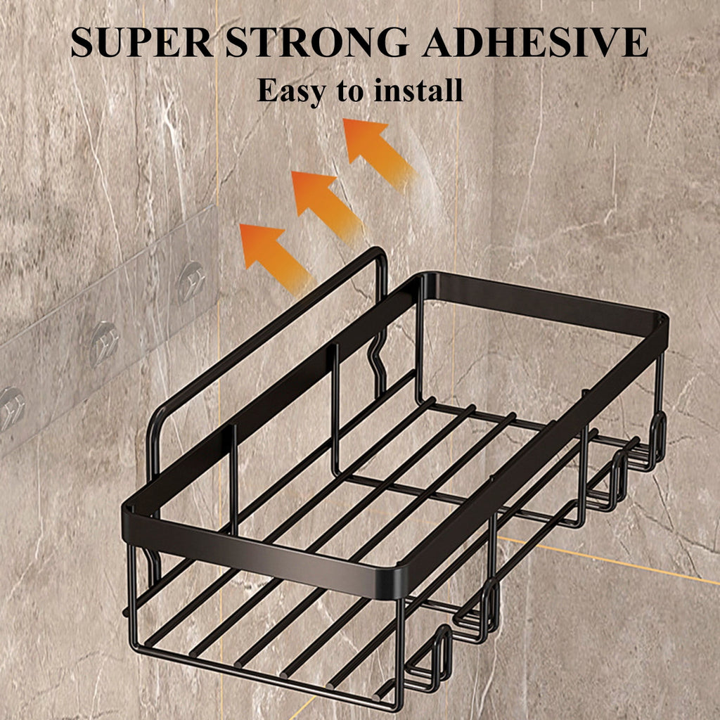 PHANCIR 6 PCS Shower Caddy, No Drilling Bathroom Organizer with Soap Holder, Adhesive Bathroom Caddy, Black