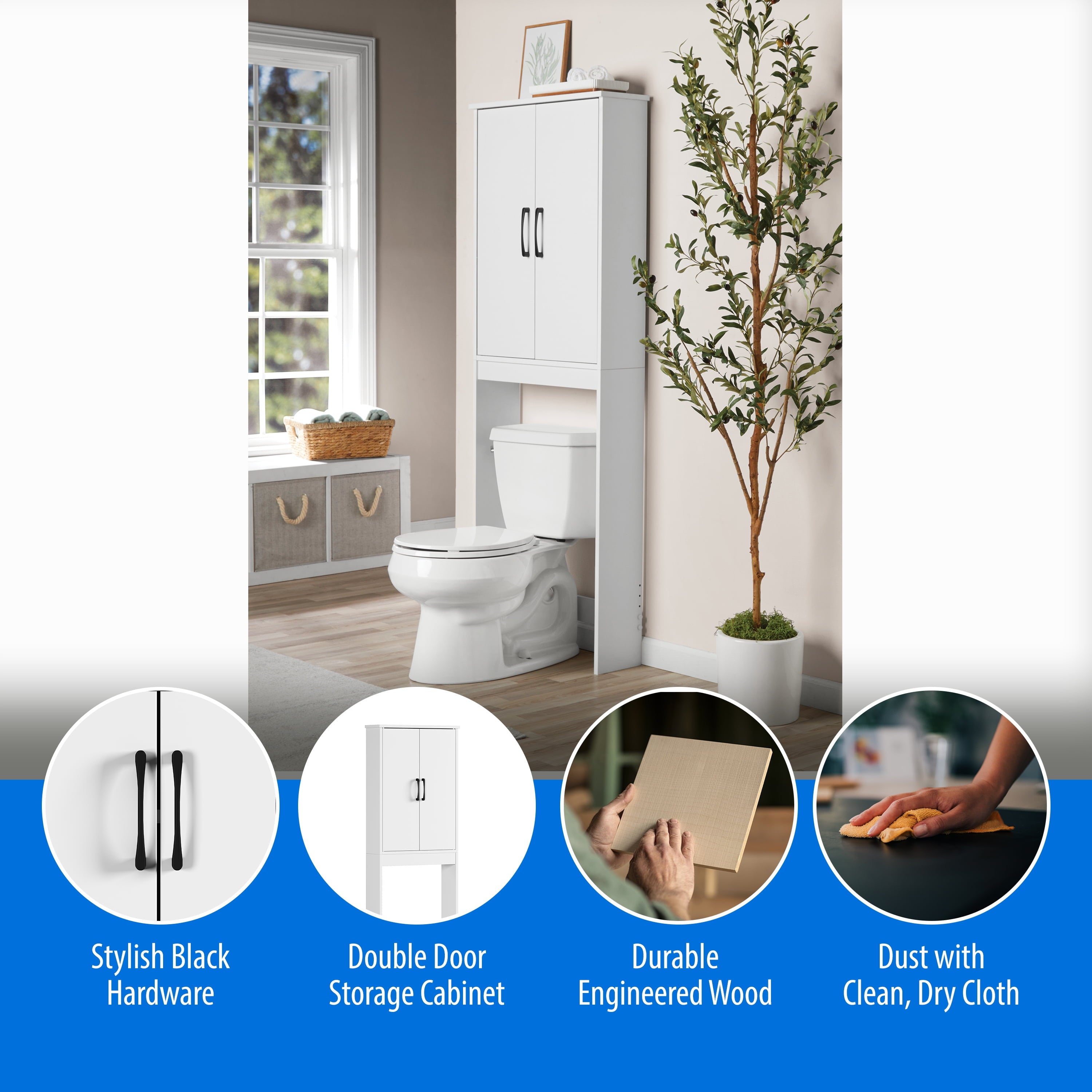 Mainstays Ardent Over-the-Toilet Bathroom Storage Cabinet, White