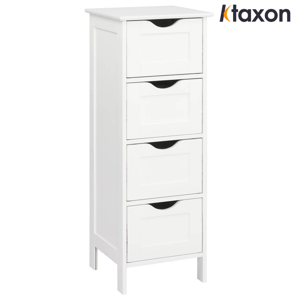Ktaxon Bathroom Floor Storage Cabinet with 4 Drawers, Small Cabinet for Bedroom Kitchen, MDF White