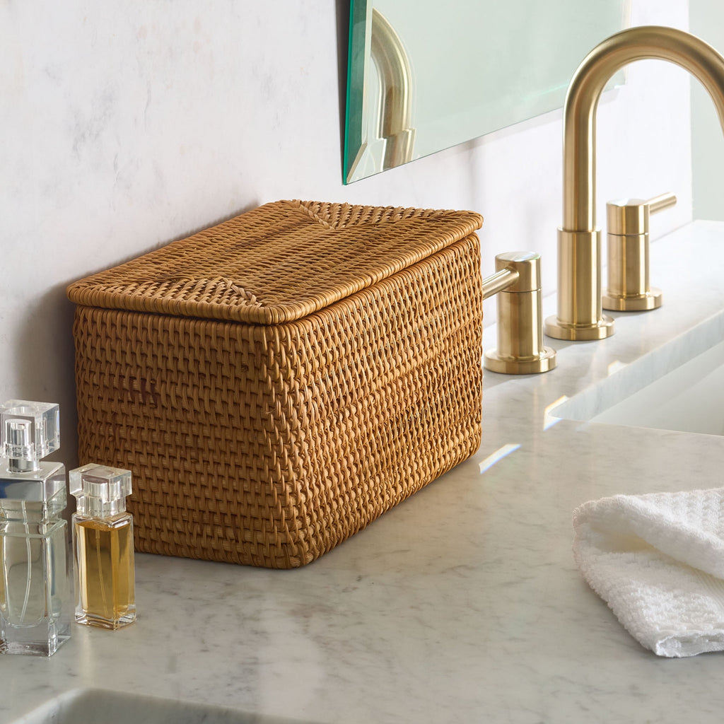 Better Homes & Gardens Brown Rattan Organizer Basket with Lid