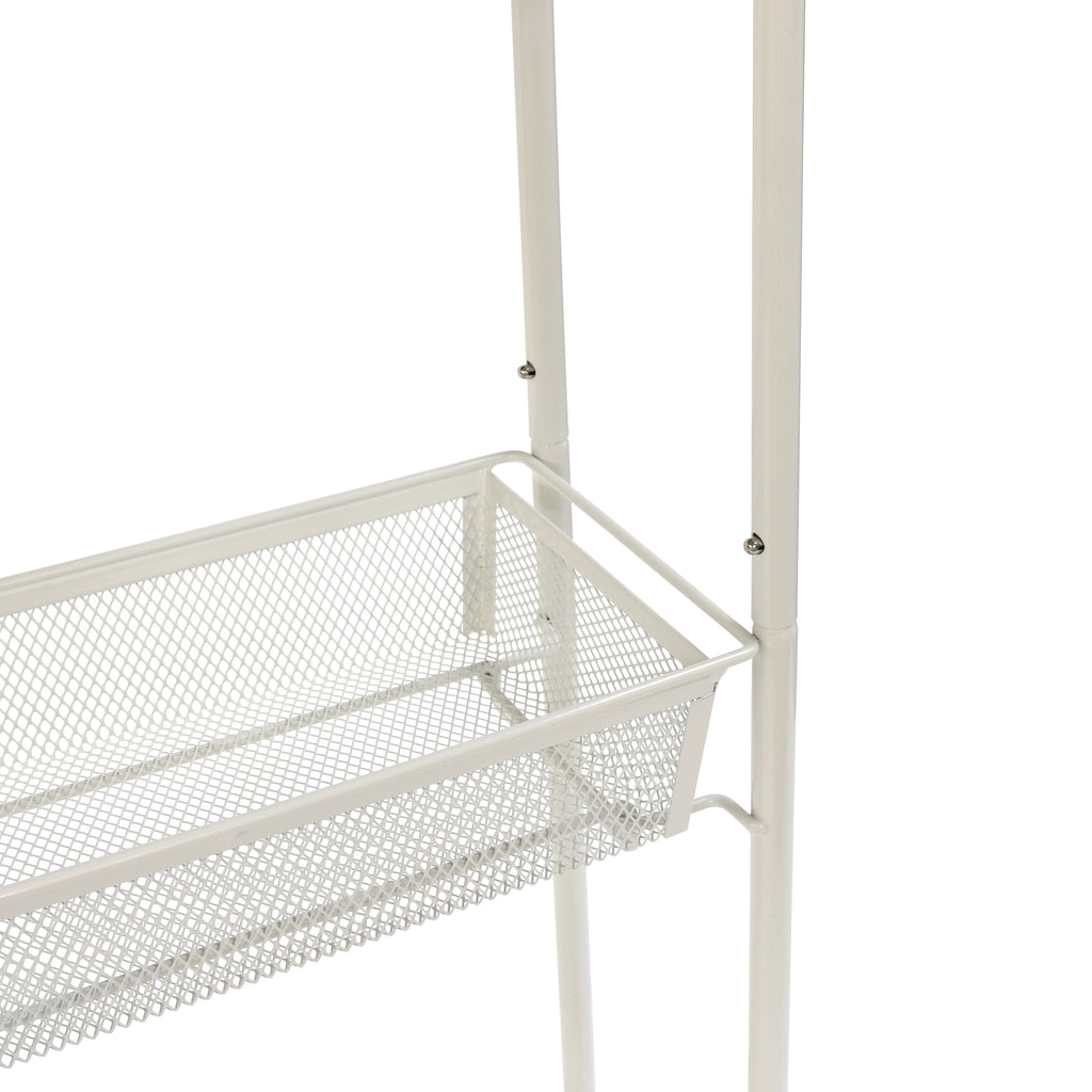 Mainstays 3-Tier Slim Rolling Bathroom Storage Cart with Hooks, White