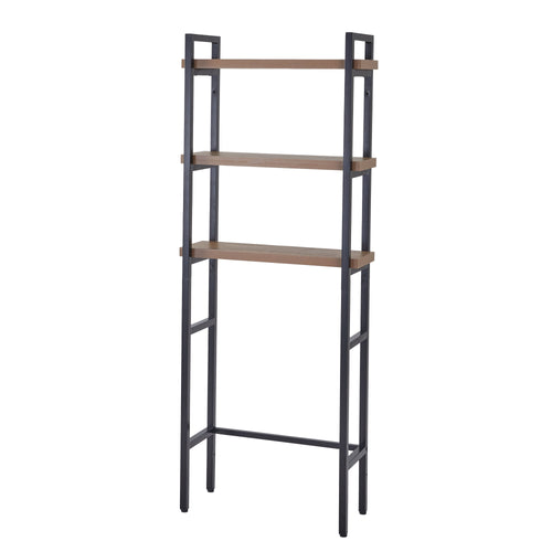 Better Homes & Gardens Jace 3-Shelf over-the-Toilet Rack with Black Frame and Oak Shelves